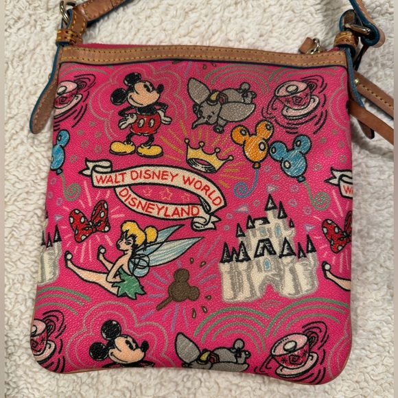 Disney Dooney and Bourke Colored Sketch Letter Carrier Crossbody - Pink. - Picture 3 of 3
